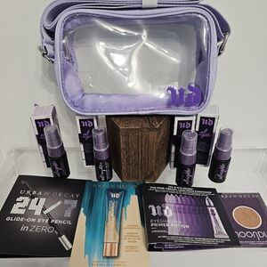 Urban decay purple clear bag- 8 samples. 4 all nighter sprays, 24/7, eye primer